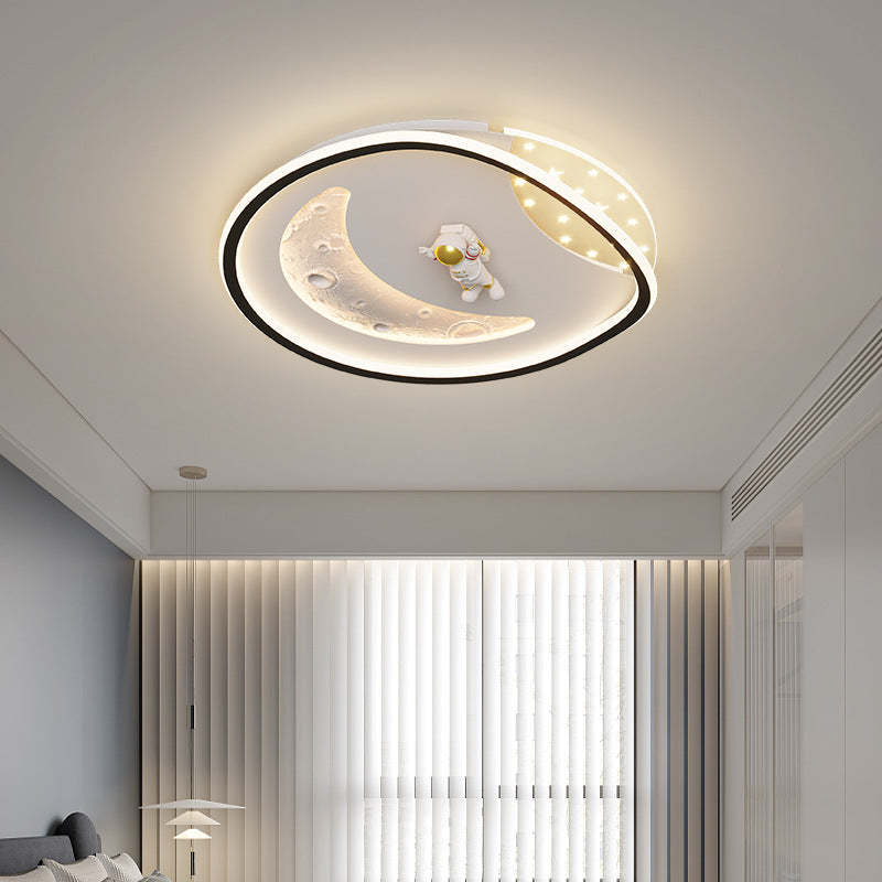 Art Deco Acrylic Resin Planet Astronaut LED Flush Light — 110V-120V For US/C & Blue / Infinitely Dimmable
