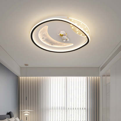 Art Deco Acrylic Resin Planet Astronaut LED Flush Light — 110V-120V For US/C & Blue / Infinitely Dimmable