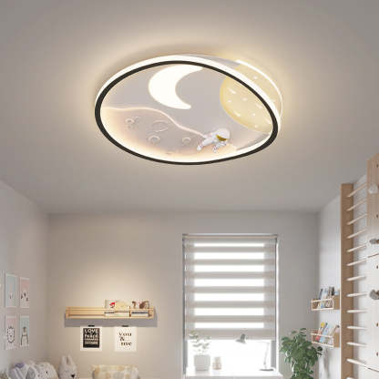Art Deco Acrylic Resin Planet Astronaut LED Flush Light — 220V-240V For UK/AU & Black / Infinitely Dimmable