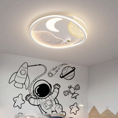 Art Deco Acrylic Resin Planet Astronaut LED Flush Light — 220V-240V For UK/AU & Blue / Infinitely Dimmable