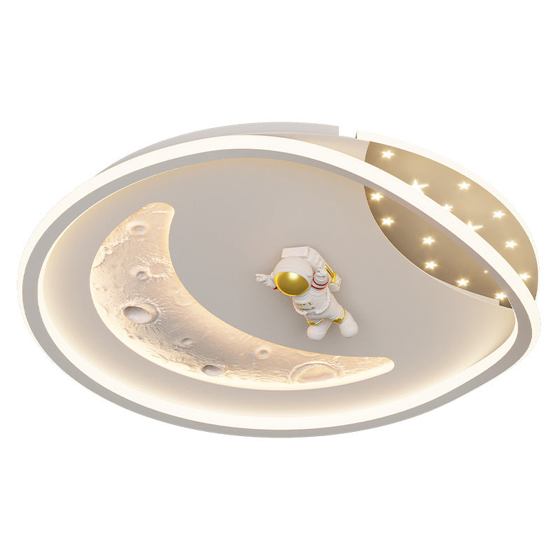 Art Deco Acrylic Resin Planet Astronaut LED Flush Light