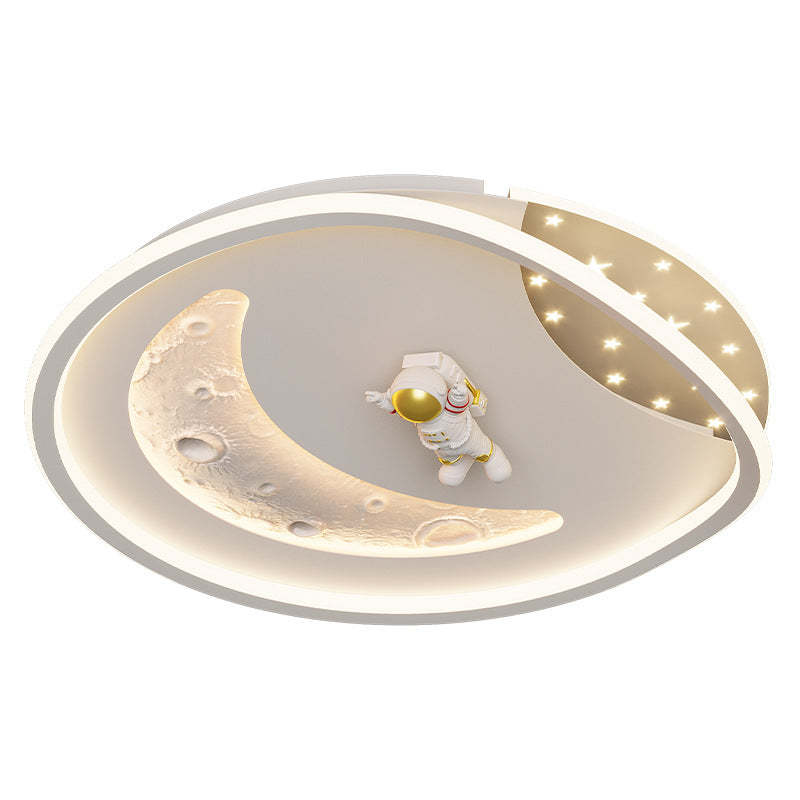 Art Deco Acrylic Resin Planet Astronaut LED Flush Light