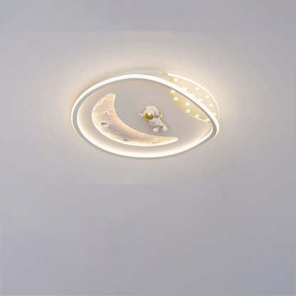 Art Deco Acrylic Resin Planet Astronaut LED Flush Light — 110V-120V For US/C & White / Infinitely Dimmable