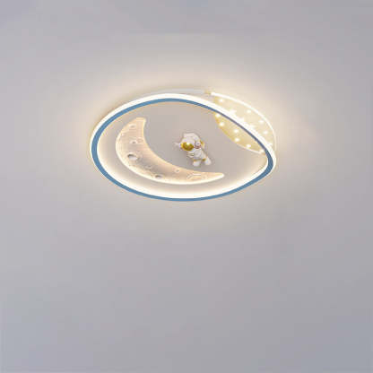 Art Deco Acrylic Resin Planet Astronaut LED Flush Light — 220V-240V For UK/AU & White / Infinitely Dimmable