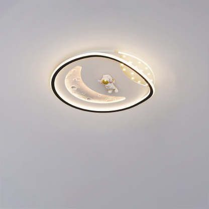 Art Deco Acrylic Resin Planet Astronaut LED Flush Light — 110V-120V For US/C & Black / Infinitely Dimmable