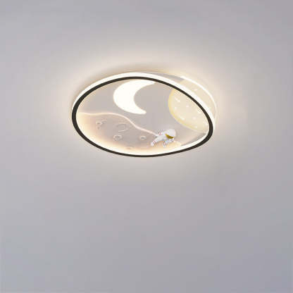 Art Deco Acrylic Resin Planet Astronaut LED Flush Light — 220V-240V For UK/AU & Black / Infinitely Dimmable