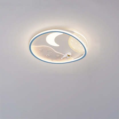 Art Deco Acrylic Resin Planet Astronaut LED Flush Light — 110V-120V For US/C & Blue / Infinitely Dimmable
