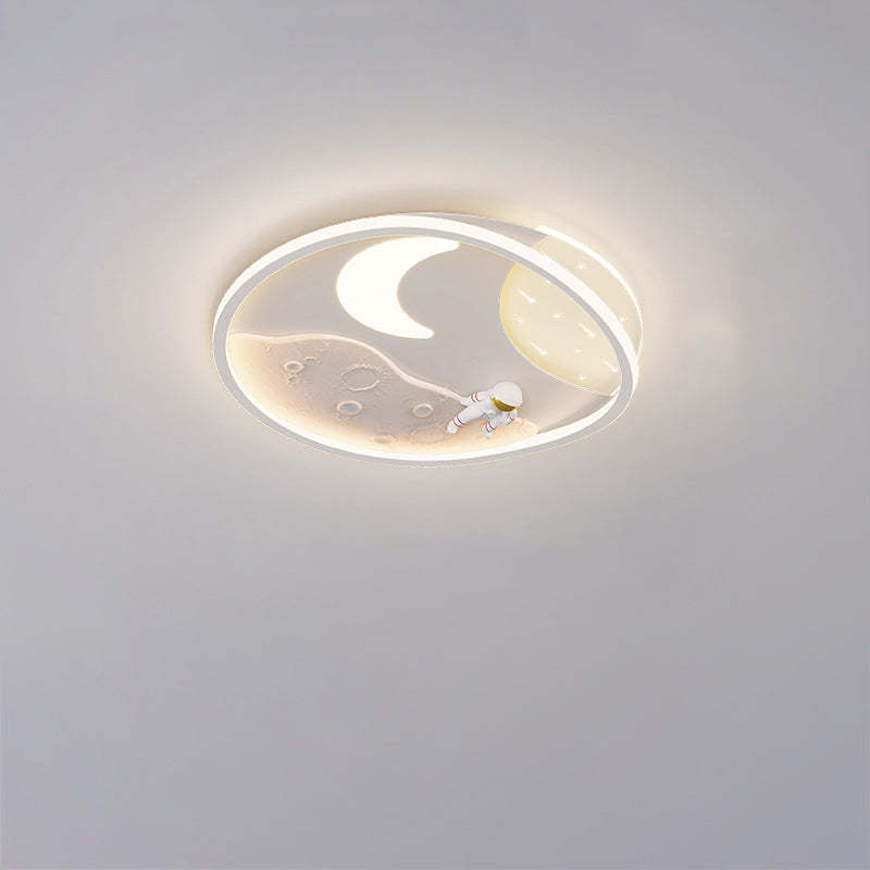Art Deco Acrylic Resin Planet Astronaut LED Flush Light — 220V-240V For UK/AU & Blue / Infinitely Dimmable