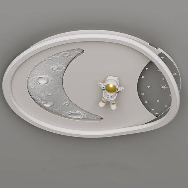Art Deco Acrylic Resin Planet Astronaut LED Flush Light