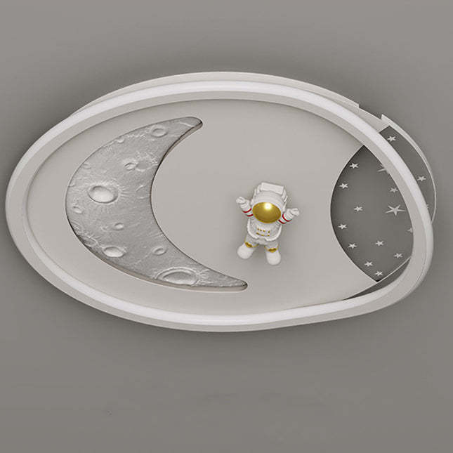 Art Deco Acrylic Resin Planet Astronaut LED Flush Light