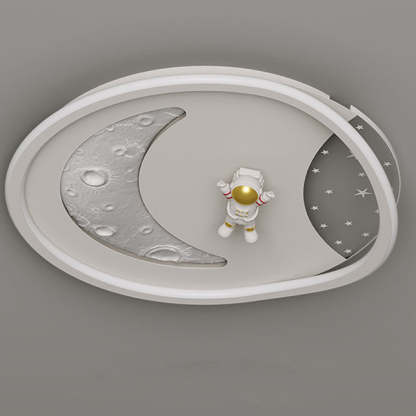 Art Deco Acrylic Resin Planet Astronaut LED Flush Light