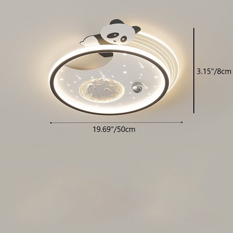 Kids Acrylic Resin Iron Bunny Panda LED Flush Ceiling Light