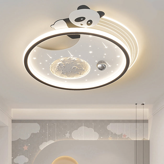 Kids Acrylic Resin Iron Bunny Panda LED Flush Ceiling Light