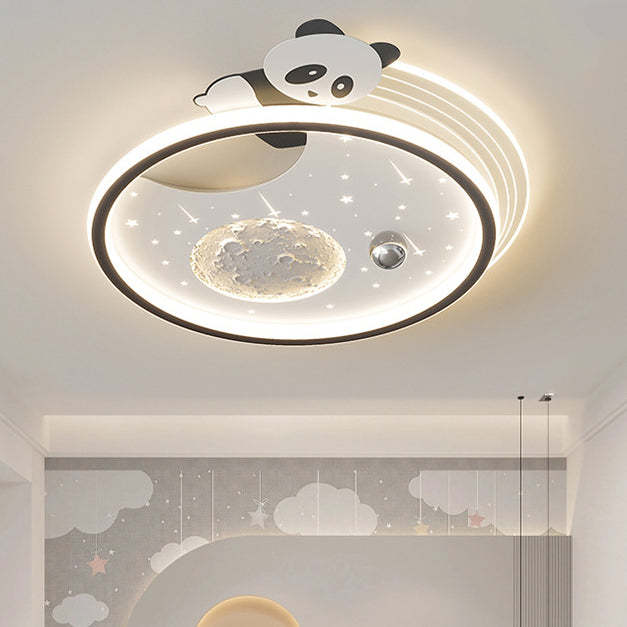 Kids Acrylic Resin Iron Bunny Panda LED Flush Ceiling Light