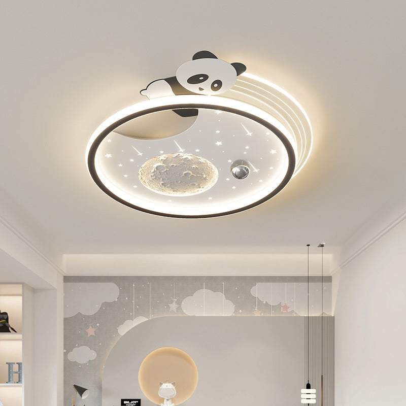 Kids Acrylic Resin Iron Bunny Panda LED Flush Ceiling Light