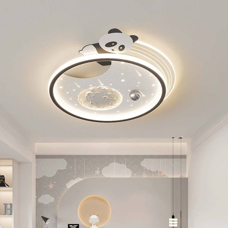 Kids Acrylic Resin Iron Bunny Panda LED Flush Ceiling Light