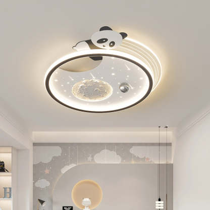 Kids Acrylic Resin Iron Bunny Panda LED Flush Ceiling Light