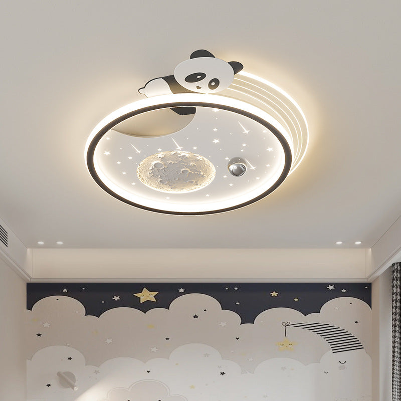 Kids Acrylic Resin Iron Bunny Panda LED Flush Ceiling Light