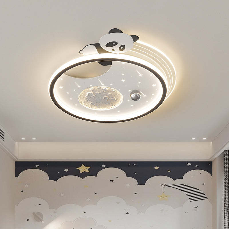 Kids Acrylic Resin Iron Bunny Panda LED Flush Ceiling Light