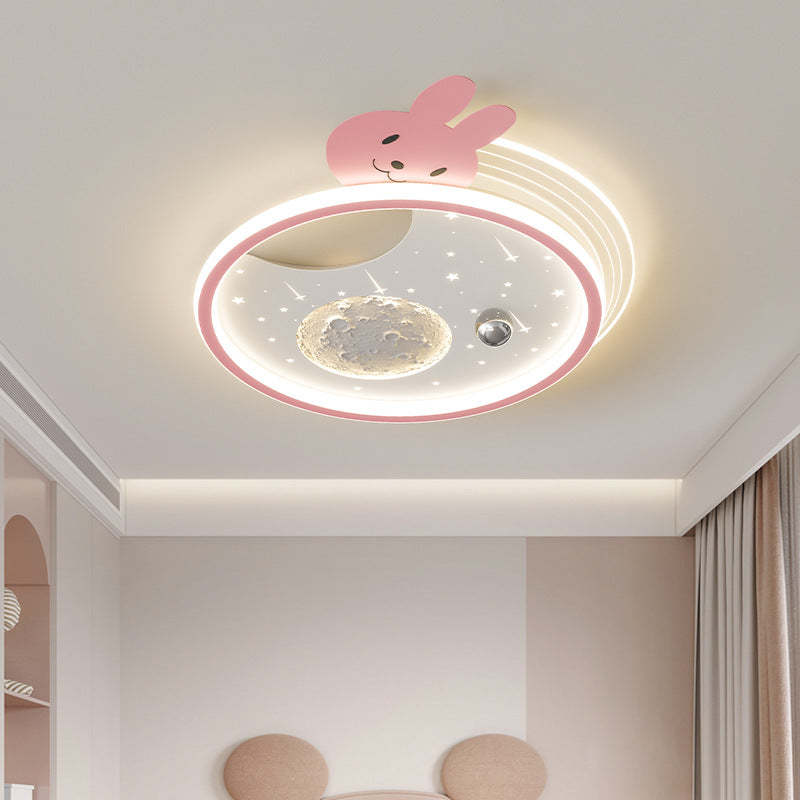 Kids Acrylic Resin Iron Bunny Panda LED Flush Ceiling Light