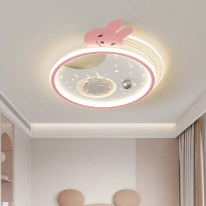 Kids Acrylic Resin Iron Bunny Panda LED Flush Ceiling Light