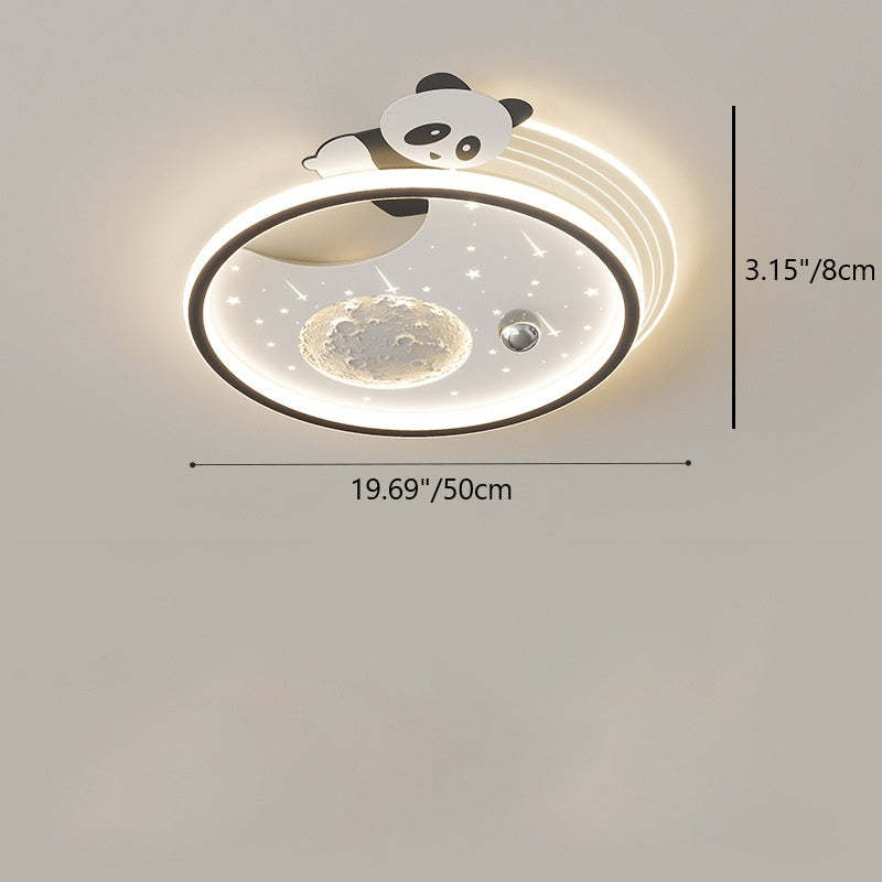 Kids Acrylic Resin Iron Bunny Panda LED Flush Ceiling Light