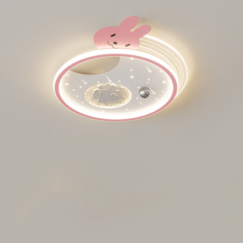 Kids Acrylic Resin Iron Bunny Panda LED Flush Ceiling Light