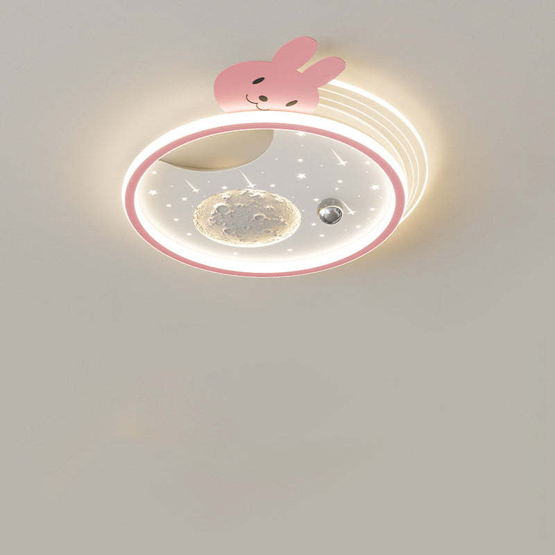 Kids Acrylic Resin Iron Bunny Panda LED Flush Ceiling Light
