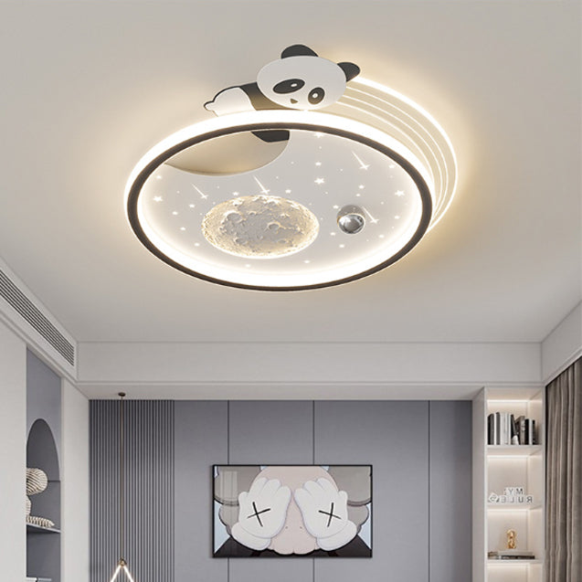Kids Acrylic Resin Iron Bunny Panda LED Flush Ceiling Light
