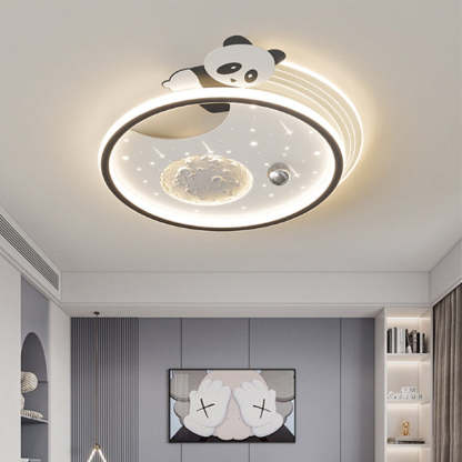 Kids Acrylic Resin Iron Bunny Panda LED Flush Ceiling Light