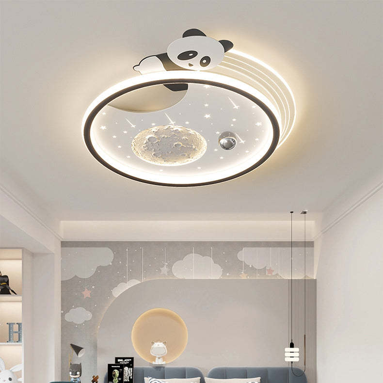 Kids Acrylic Resin Iron Bunny Panda LED Flush Ceiling Light