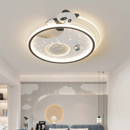 Kids Acrylic Resin Iron Bunny Panda LED Flush Ceiling Light