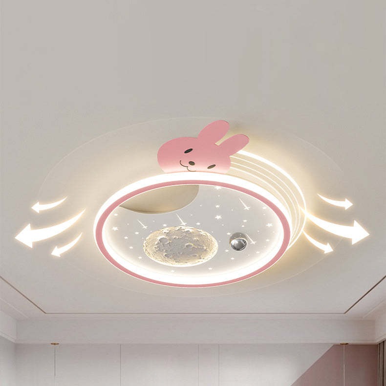 Kids Acrylic Resin Iron Bunny Panda LED Flush Ceiling Light
