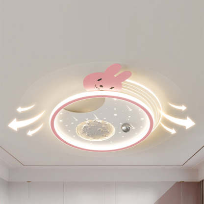 Kids Acrylic Resin Iron Bunny Panda LED Flush Ceiling Light