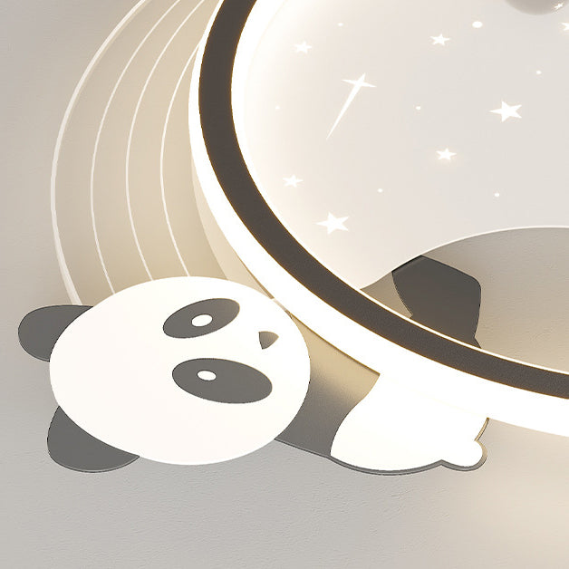 Kids Acrylic Resin Iron Bunny Panda LED Flush Ceiling Light