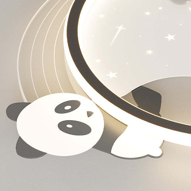 Kids Acrylic Resin Iron Bunny Panda LED Flush Ceiling Light