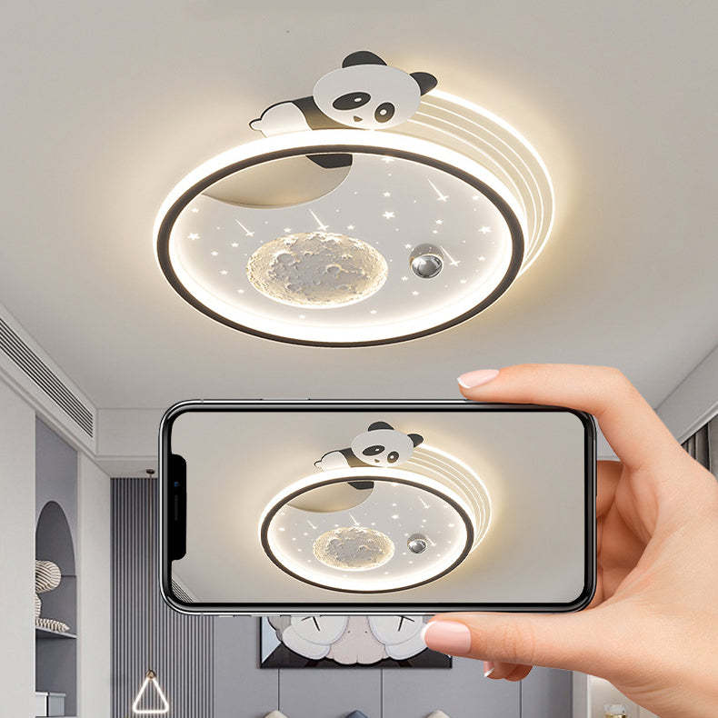 Kids Acrylic Resin Iron Bunny Panda LED Flush Ceiling Light