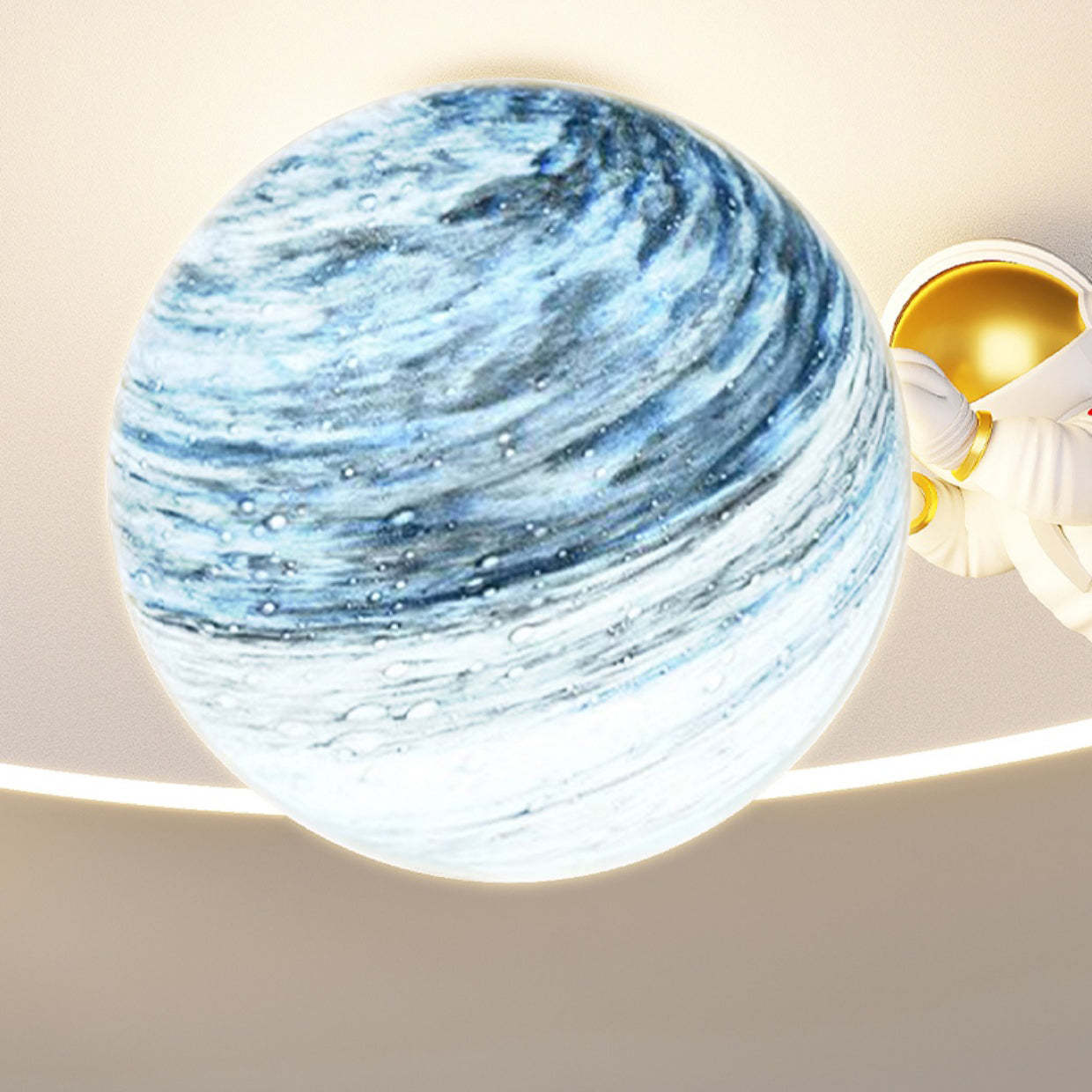 Kids Glass Acrylic Iron Astronaut Planet LED Flush Light