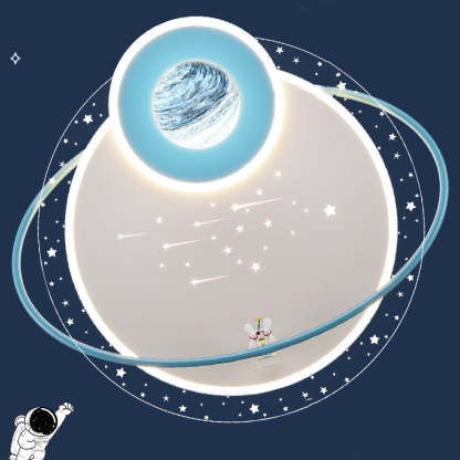 Kids Glass Acrylic Iron Astronaut Planet LED Flush Light