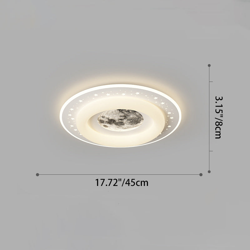 Acrylic Aluminum Iron Square Planet LED Flush Ceiling Light — A - Large / 220V-240V For UK/AU / Infinitely Dimmable