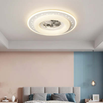 Acrylic Aluminum Iron Square Planet LED Flush Ceiling Light — C - Black / 220V-240V For UK/AU / Infinitely Dimmable
