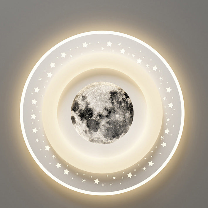 Acrylic Aluminum Iron Square Planet LED Flush Ceiling Light — C - Black / 110V-120V For US/C / Infinitely Dimmable