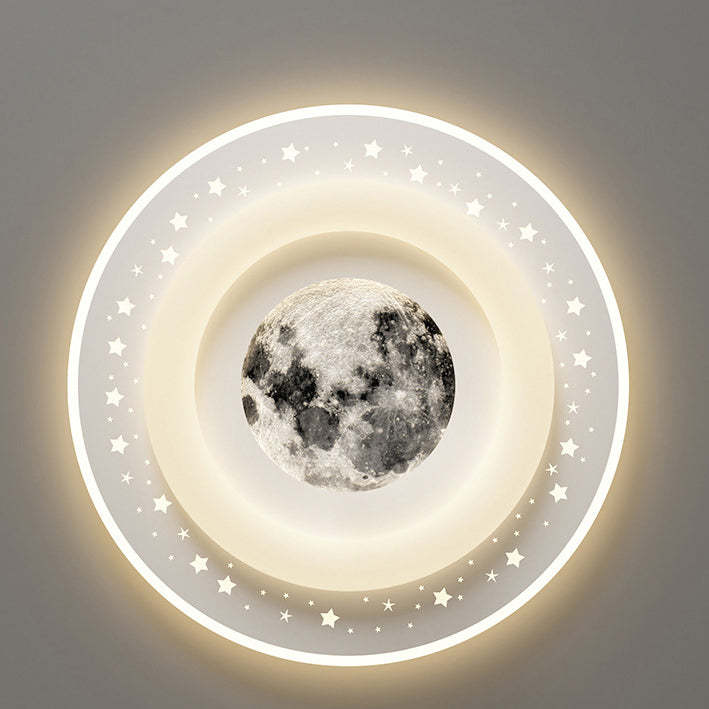 Acrylic Aluminum Iron Square Planet LED Flush Ceiling Light — C - Black / 110V-120V For US/C / Infinitely Dimmable