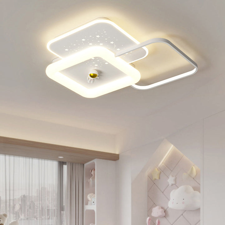 Acrylic Aluminum Iron Square Planet LED Flush Ceiling Light