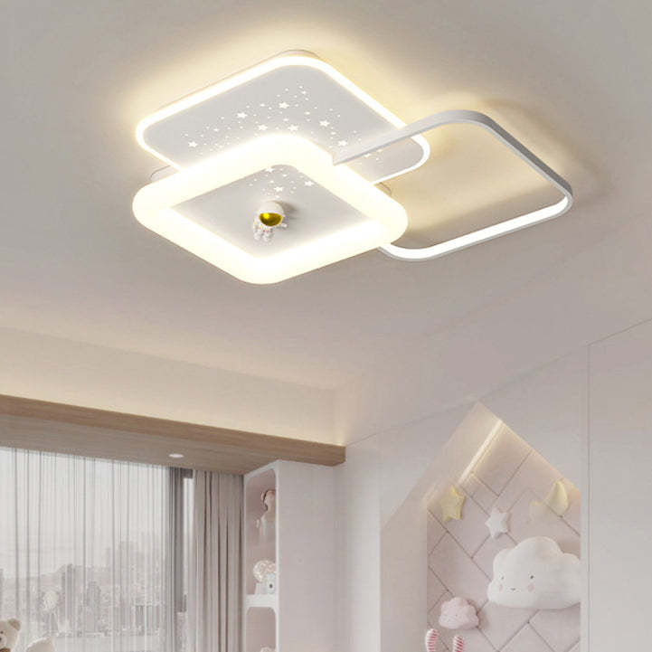 Acrylic Aluminum Iron Square Planet LED Flush Ceiling Light
