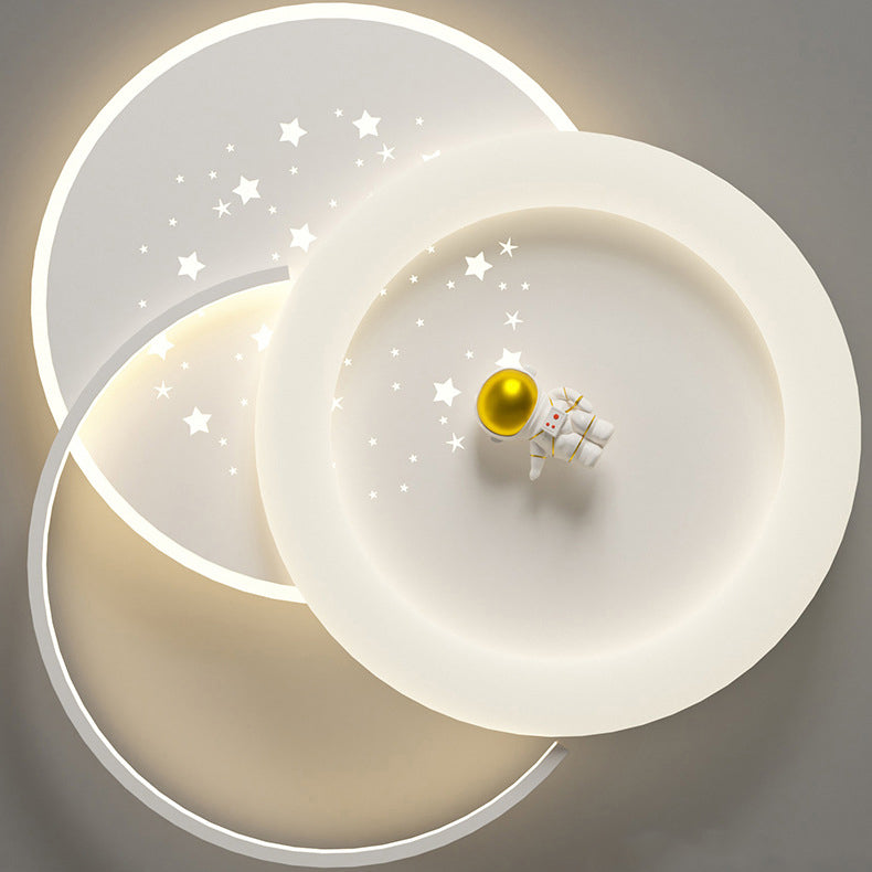 Acrylic Aluminum Iron Square Planet LED Flush Ceiling Light — C - White / 110V-120V For US/C / Infinitely Dimmable