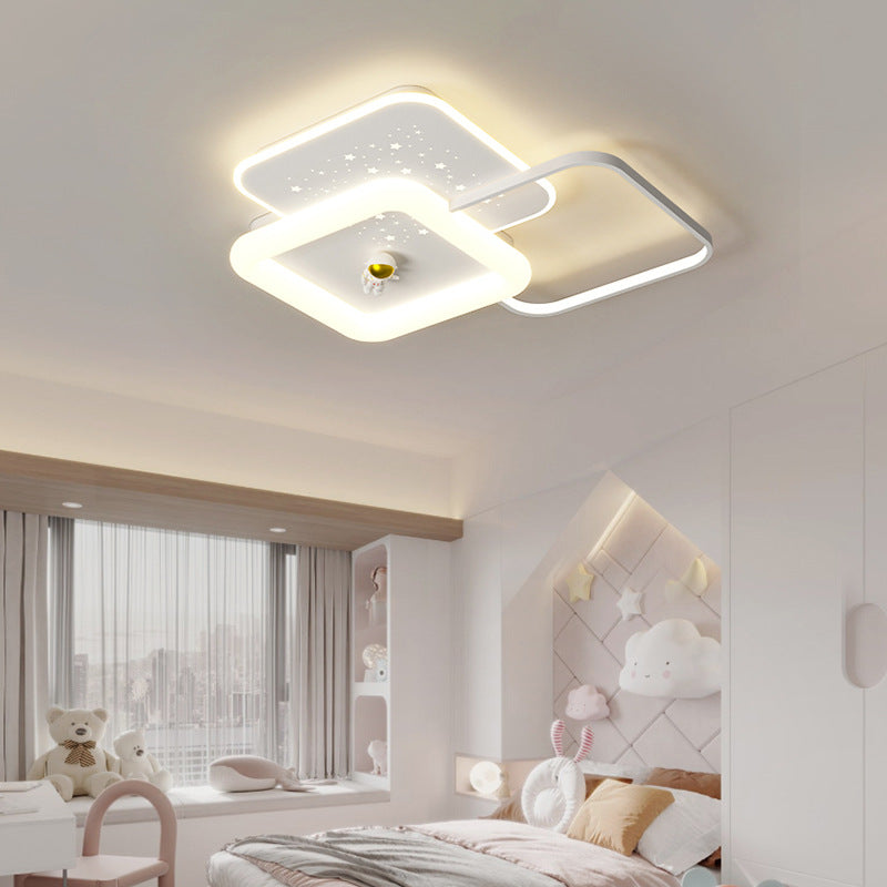 Acrylic Aluminum Iron Square Planet LED Flush Ceiling Light