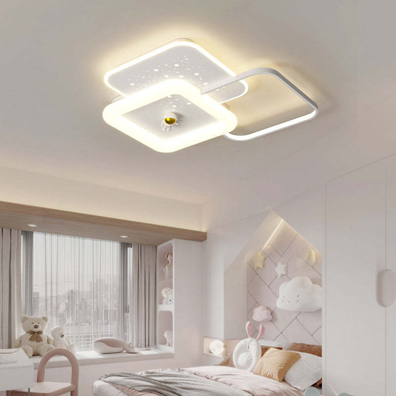 Acrylic Aluminum Iron Square Planet LED Flush Ceiling Light