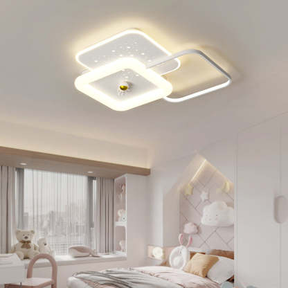 Acrylic Aluminum Iron Square Planet LED Flush Ceiling Light