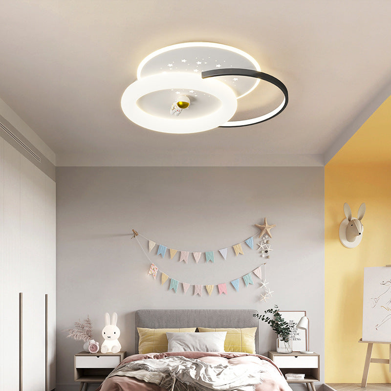 Acrylic Aluminum Iron Square Planet LED Flush Ceiling Light